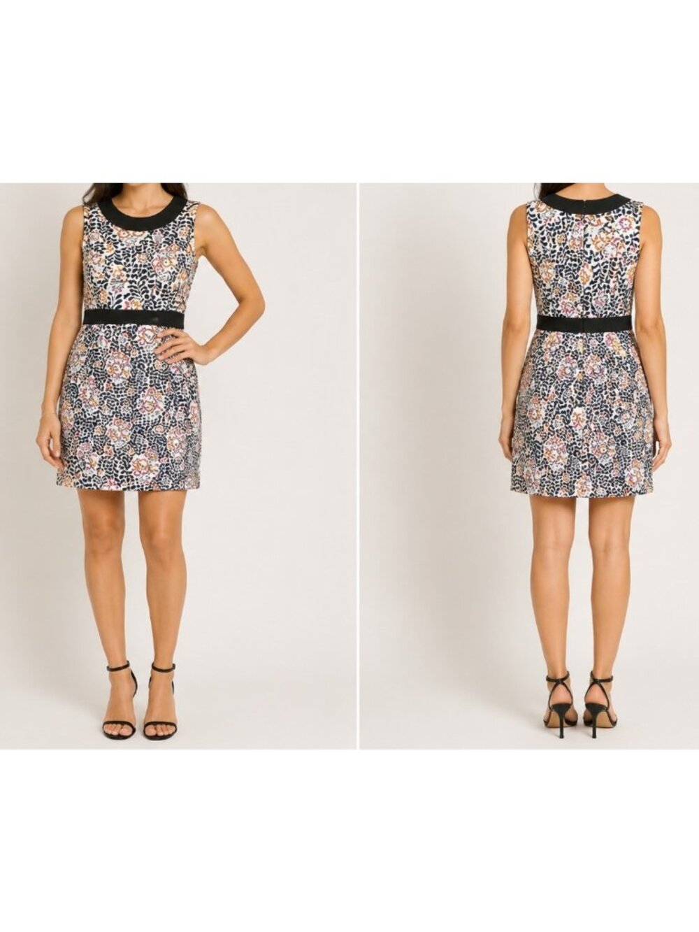 Tory Burch Women's Sleeveless Navy Blue Multicolored Floral Print Dress Size 6